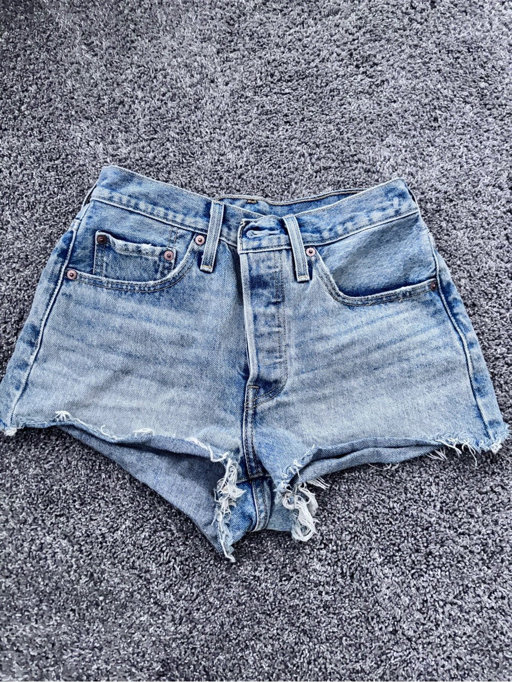 Levi's Light Blue Distressed Denim Cutoff Shorts